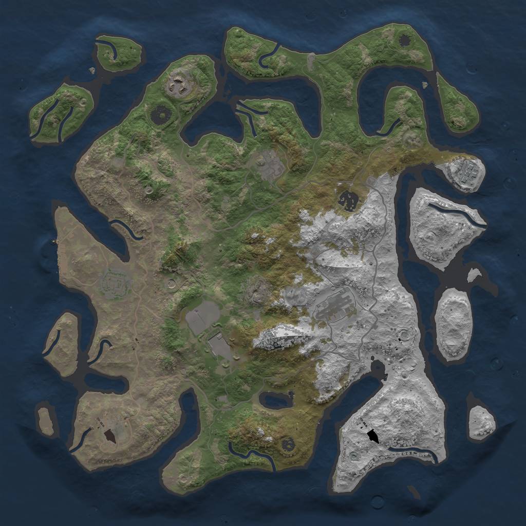 Rust Map: Procedural Map, Size: 4000, Seed: 172502, 12 Monuments