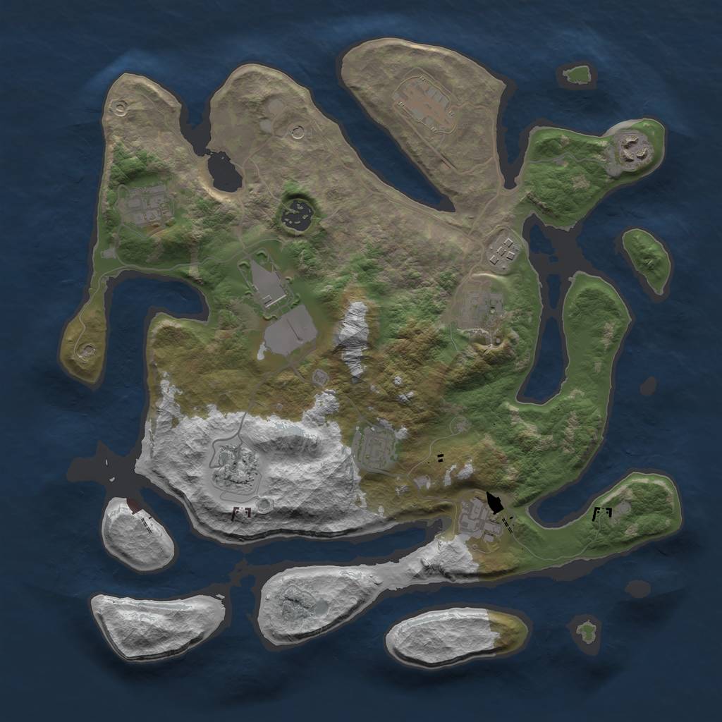 Rust Map: Barren, Size: 3600, Seed: 542633, 13 Monuments