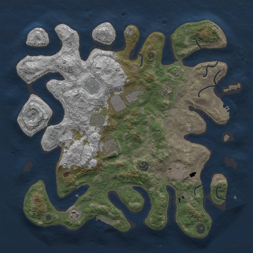 Rust Map: Procedural Map, Size: 4000, Seed: 170878, 14 Monuments