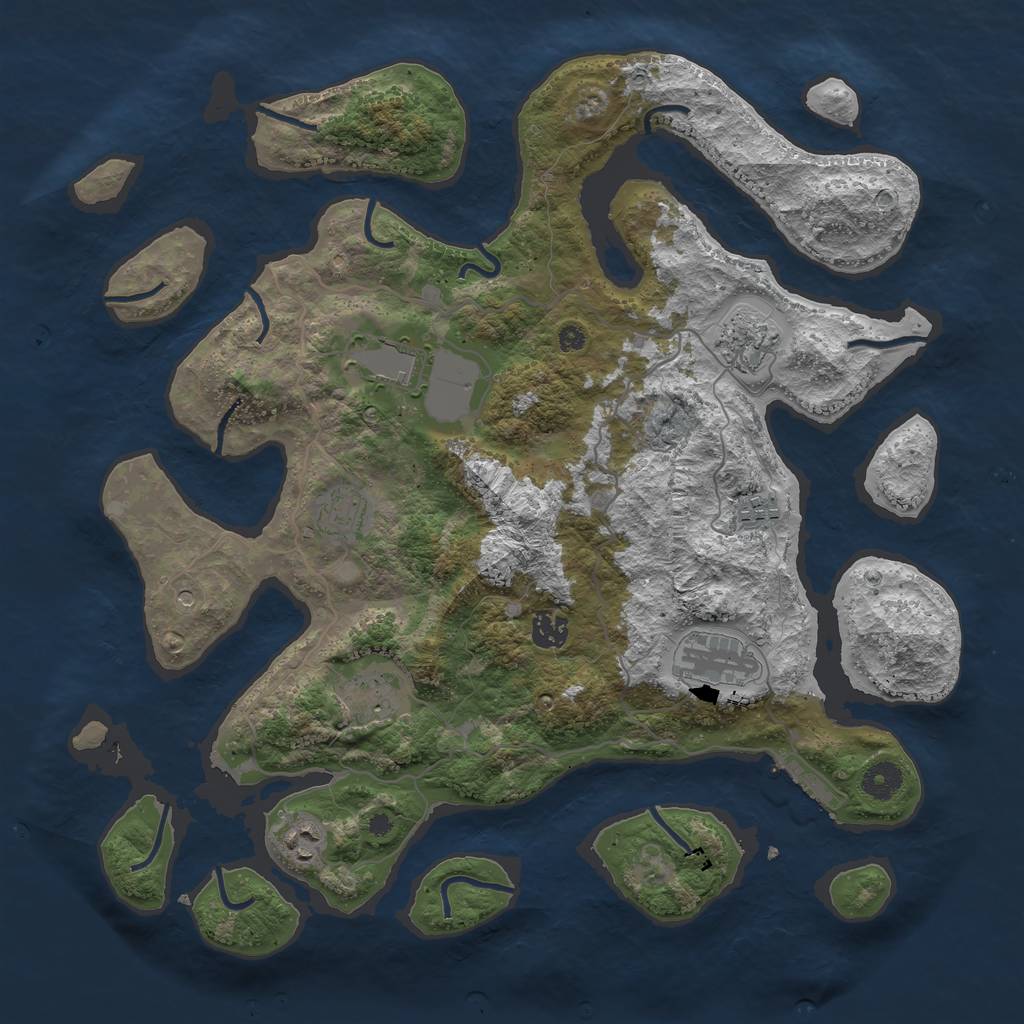 Rust Map: Procedural Map, Size: 4000, Seed: 138441, 12 Monuments