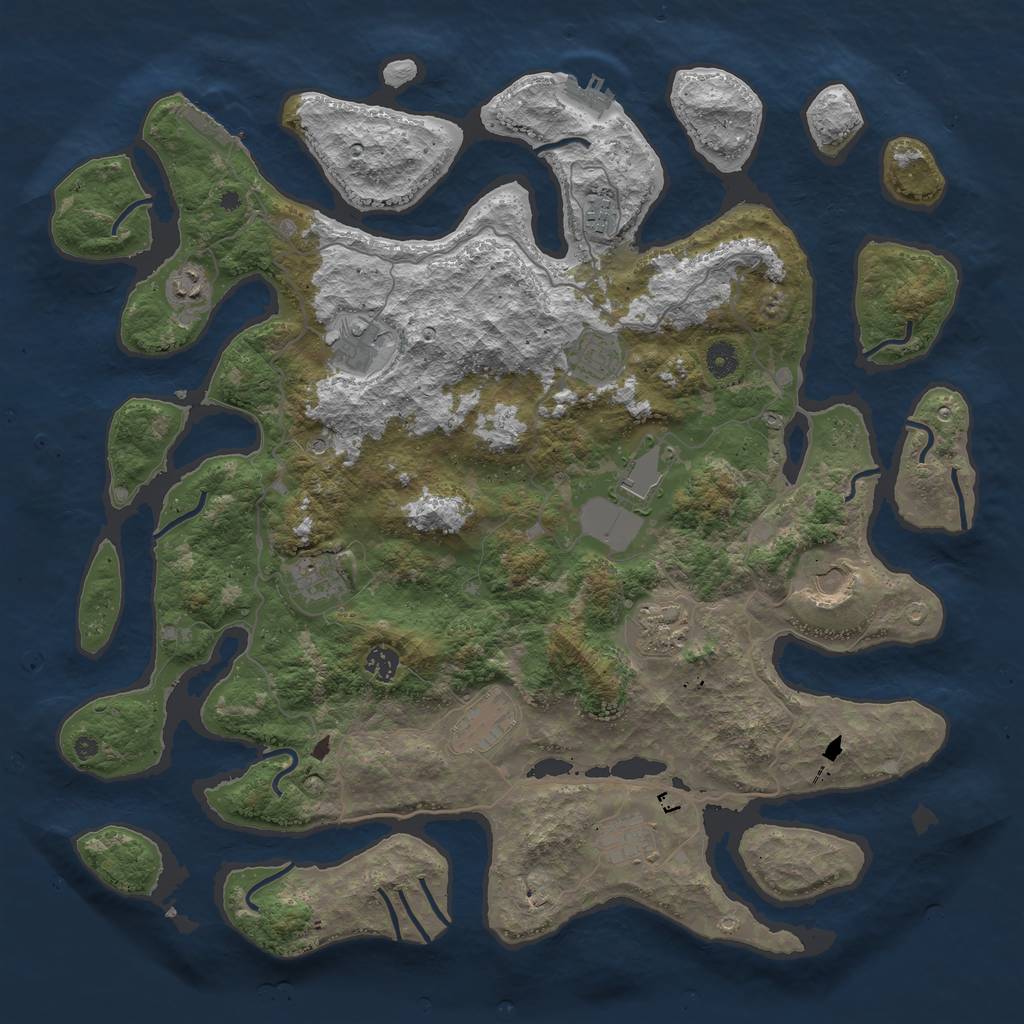 Rust Map: Procedural Map, Size: 4500, Seed: 1920849938, 16 Monuments