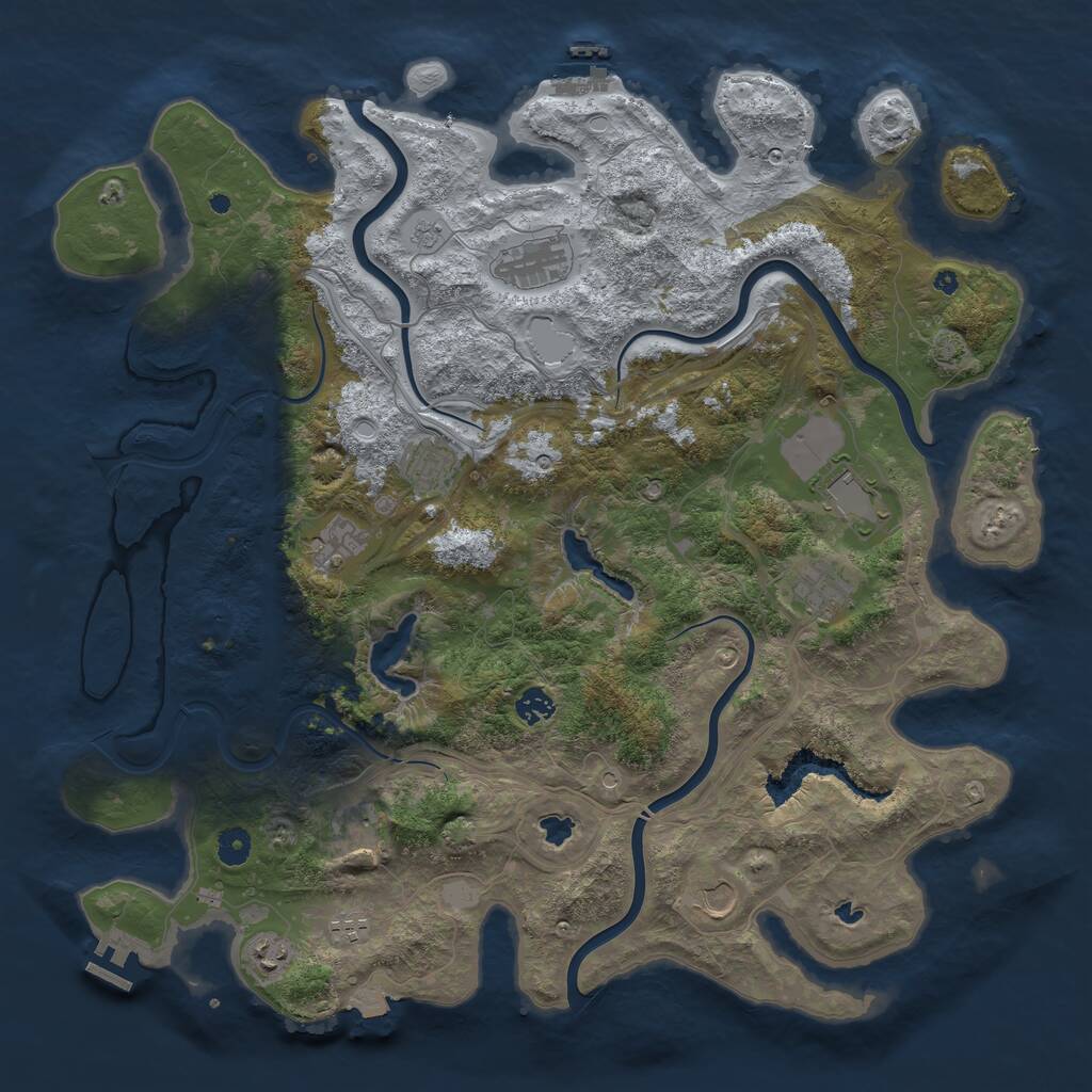 Rust Map: Procedural Map, Size: 4500, Seed: 1920849938, 16 Monuments