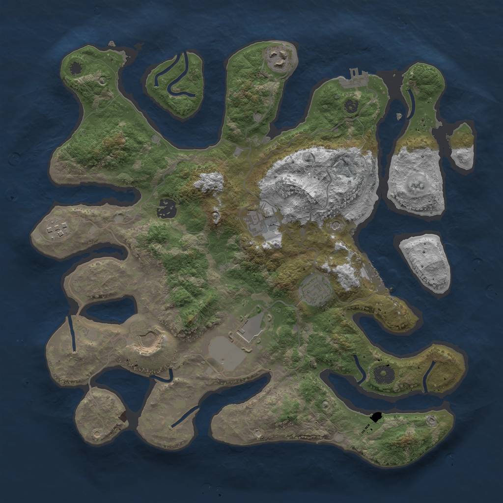 Rust Map: Procedural Map, Size: 3700, Seed: 672661396, 12 Monuments