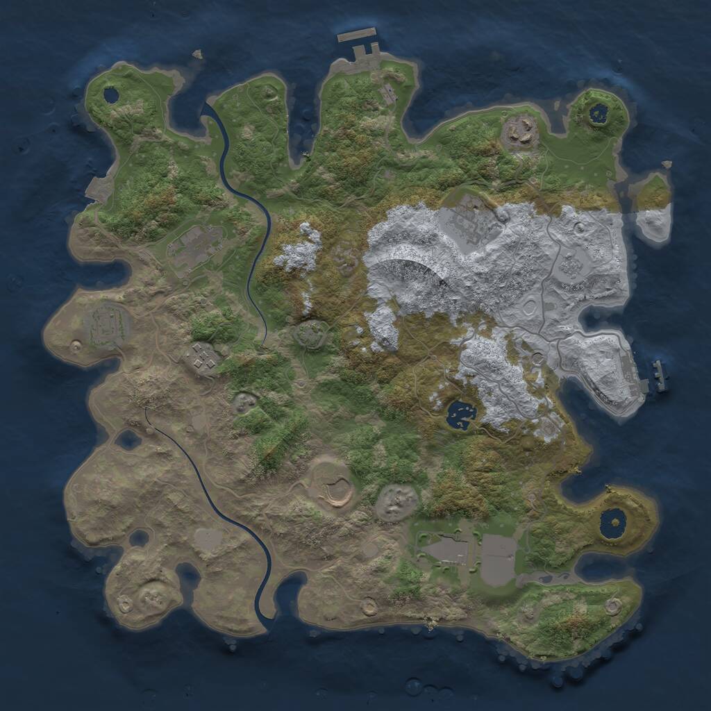 Rust Map: Procedural Map, Size: 3700, Seed: 672661396, 14 Monuments