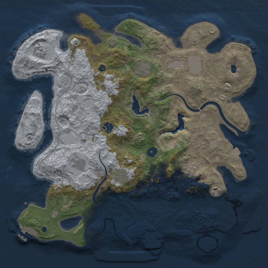 Rust Map: Procedural Map, Size: 4000, Seed: 617868, 14 Monuments