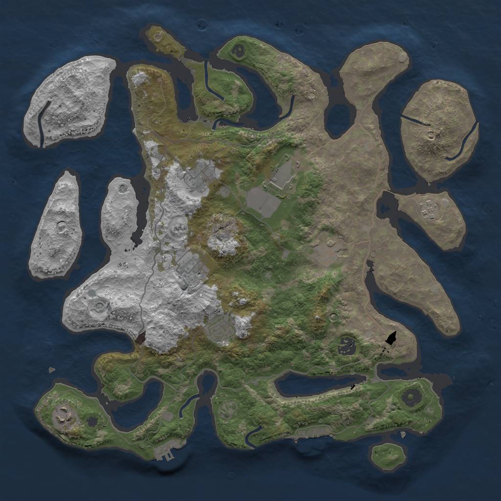 Rust Map: Procedural Map, Size: 4000, Seed: 617868, 13 Monuments