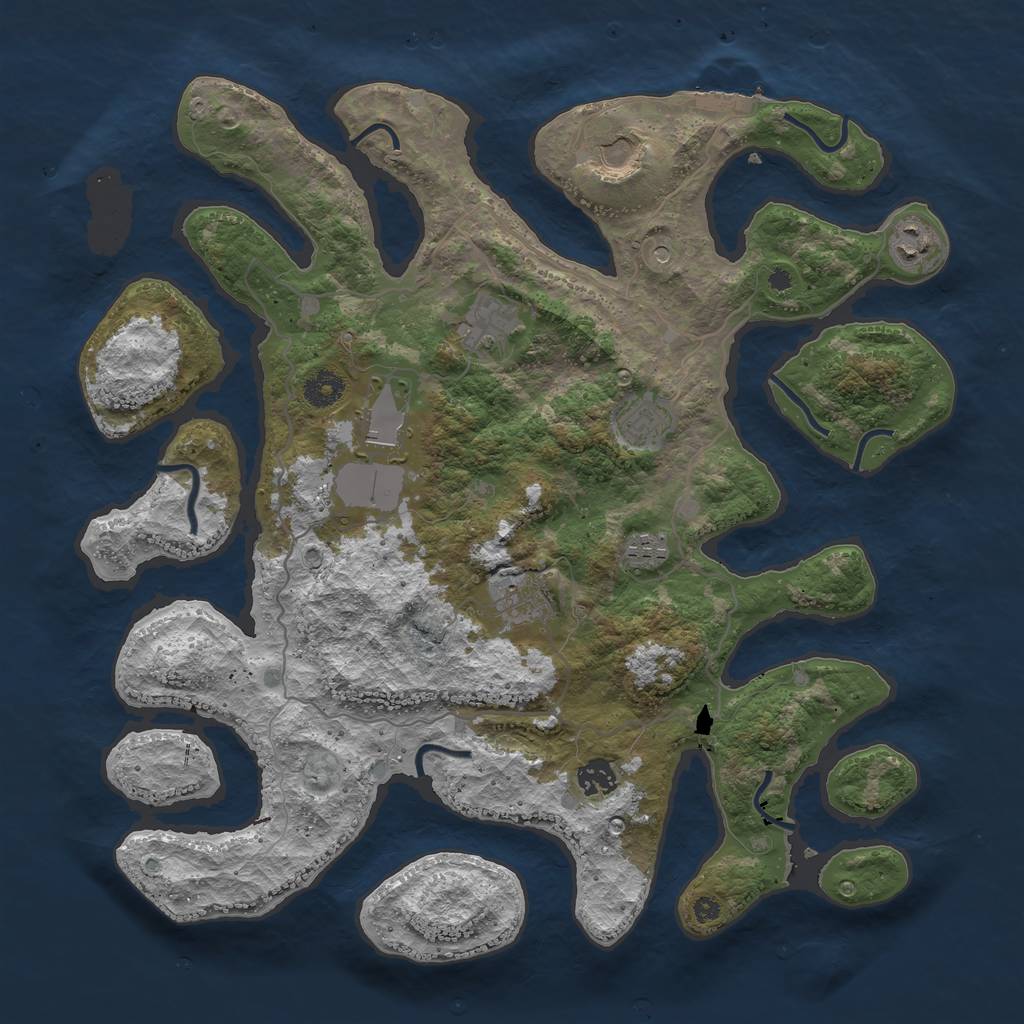 Rust Map: Procedural Map, Size: 4000, Seed: 757591, 12 Monuments