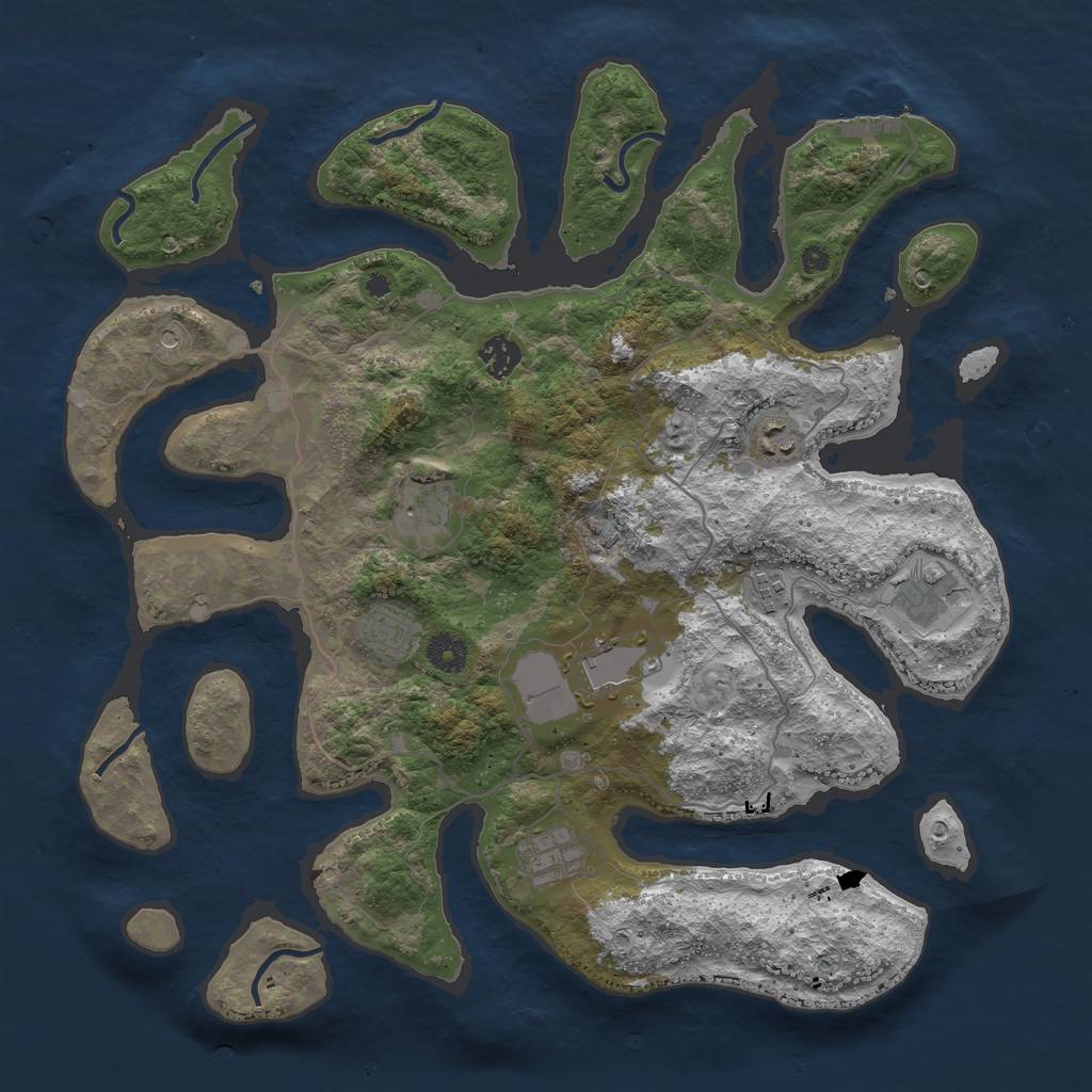 Rust Map: Procedural Map, Size: 4000, Seed: 826303, 12 Monuments