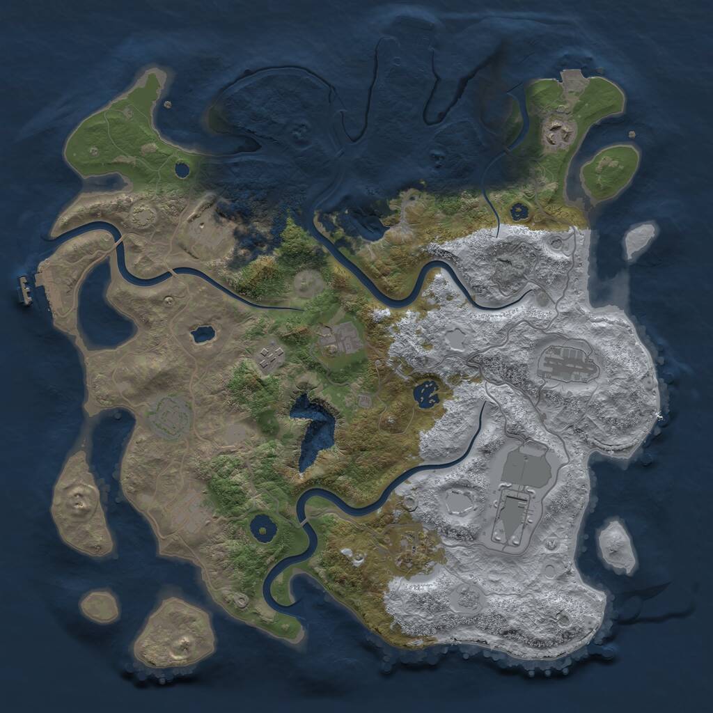 Rust Map: Procedural Map, Size: 4000, Seed: 826303, 16 Monuments