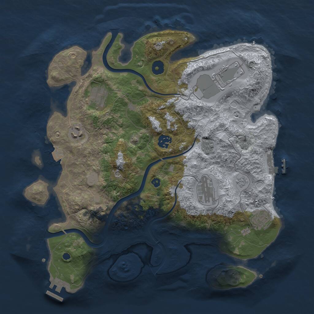 Rust Map: Procedural Map, Size: 3500, Seed: 1936077345, 13 Monuments