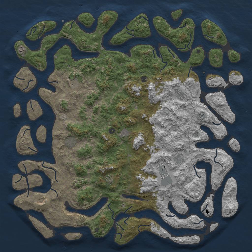 Rust Map: Procedural Map, Size: 6000, Seed: 86542, 14 Monuments