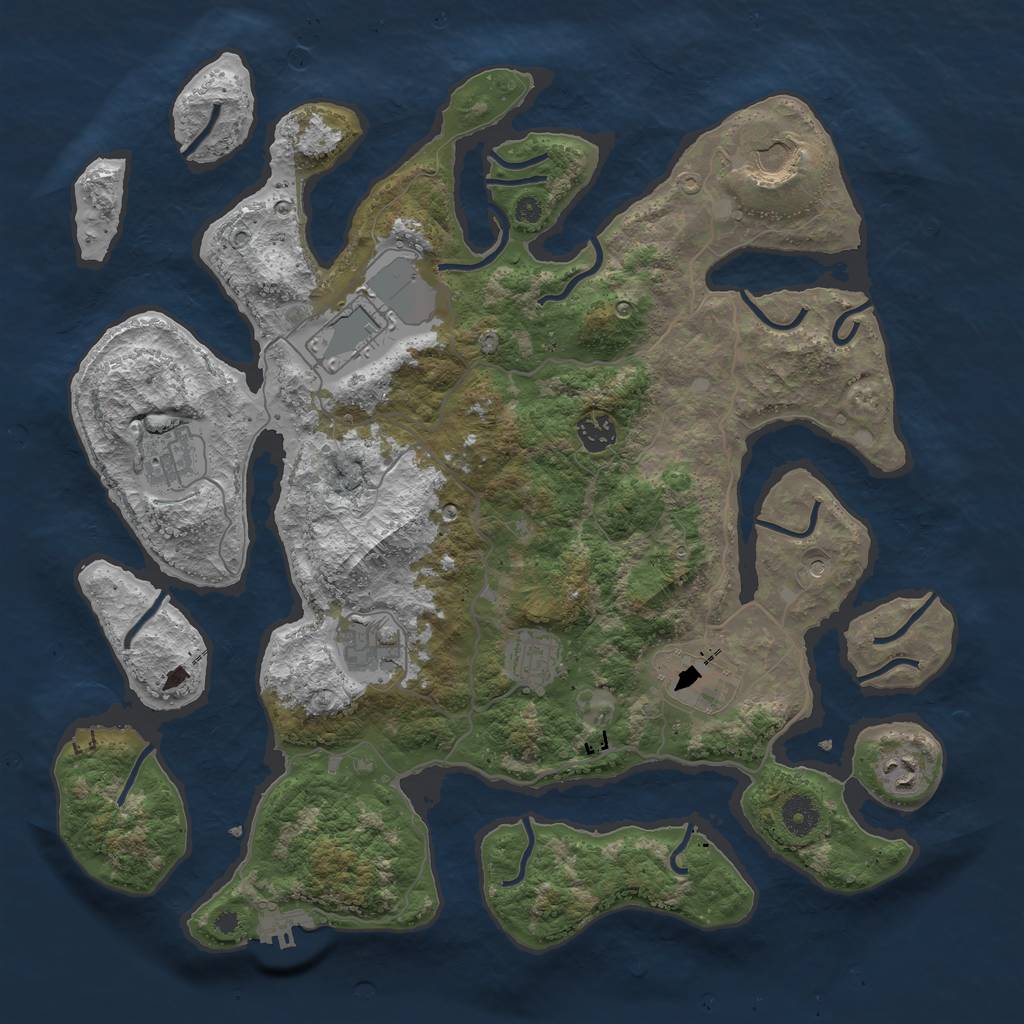 Rust Map: Procedural Map, Size: 4000, Seed: 260109, 12 Monuments