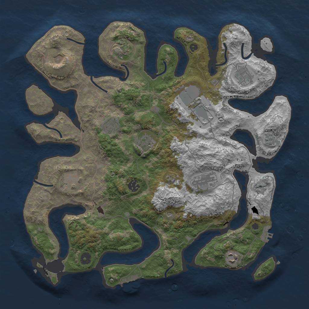 Rust Map: Procedural Map, Size: 4000, Seed: 406761893, 16 Monuments