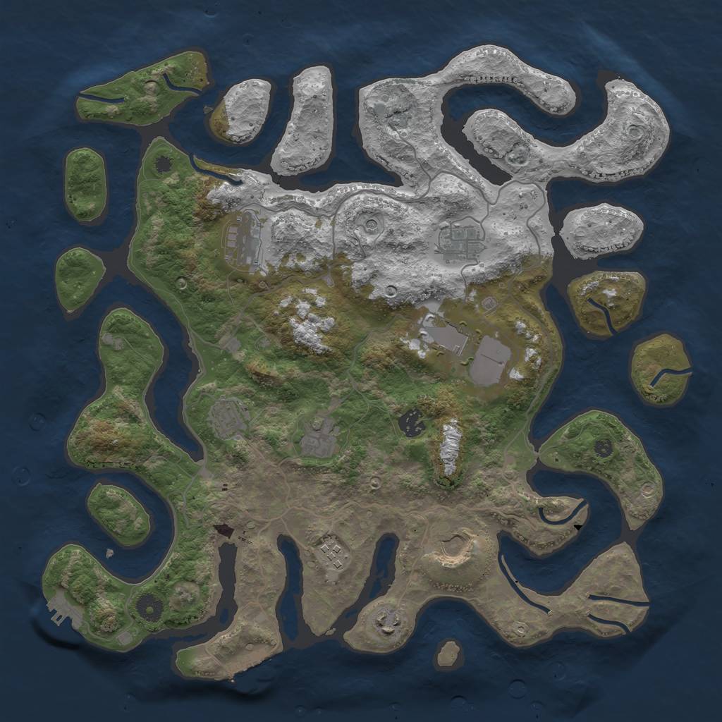 Rust Map: Procedural Map, Size: 4000, Seed: 45450721, 14 Monuments