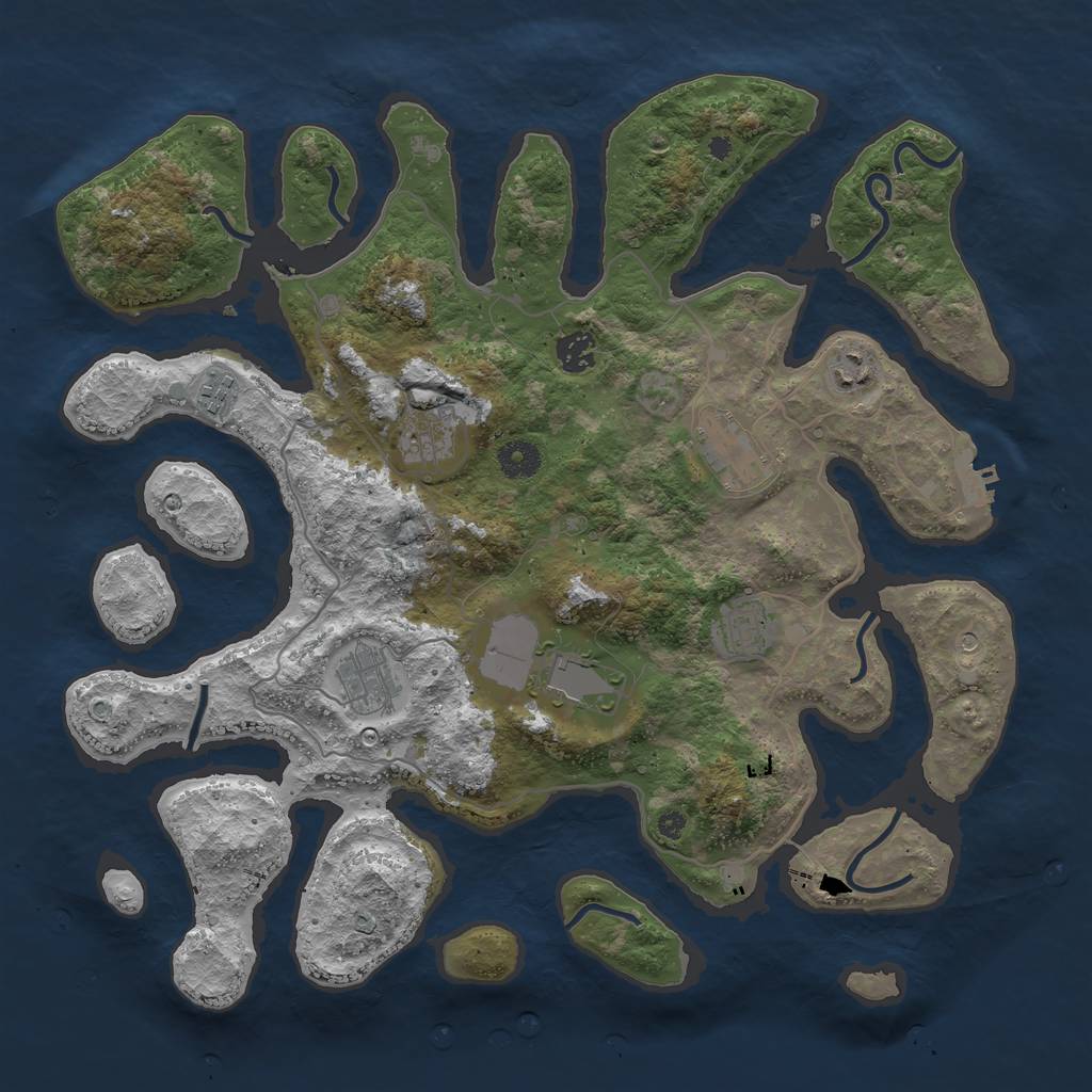 Rust Map: Procedural Map, Size: 4000, Seed: 351010, 12 Monuments