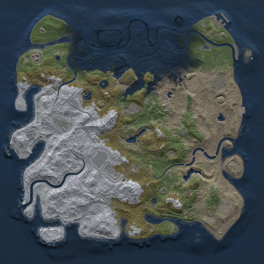 Rust Map: Procedural Map, Size: 4500, Seed: 4729, 16 Monuments