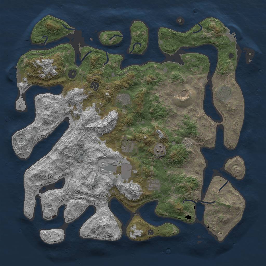 Rust Map: Procedural Map, Size: 4500, Seed: 4729, 14 Monuments