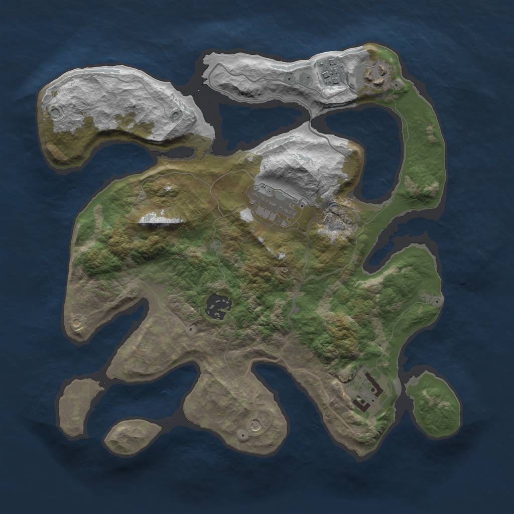 Rust Map: Barren, Size: 3000, Seed: 245356, 8 Monuments