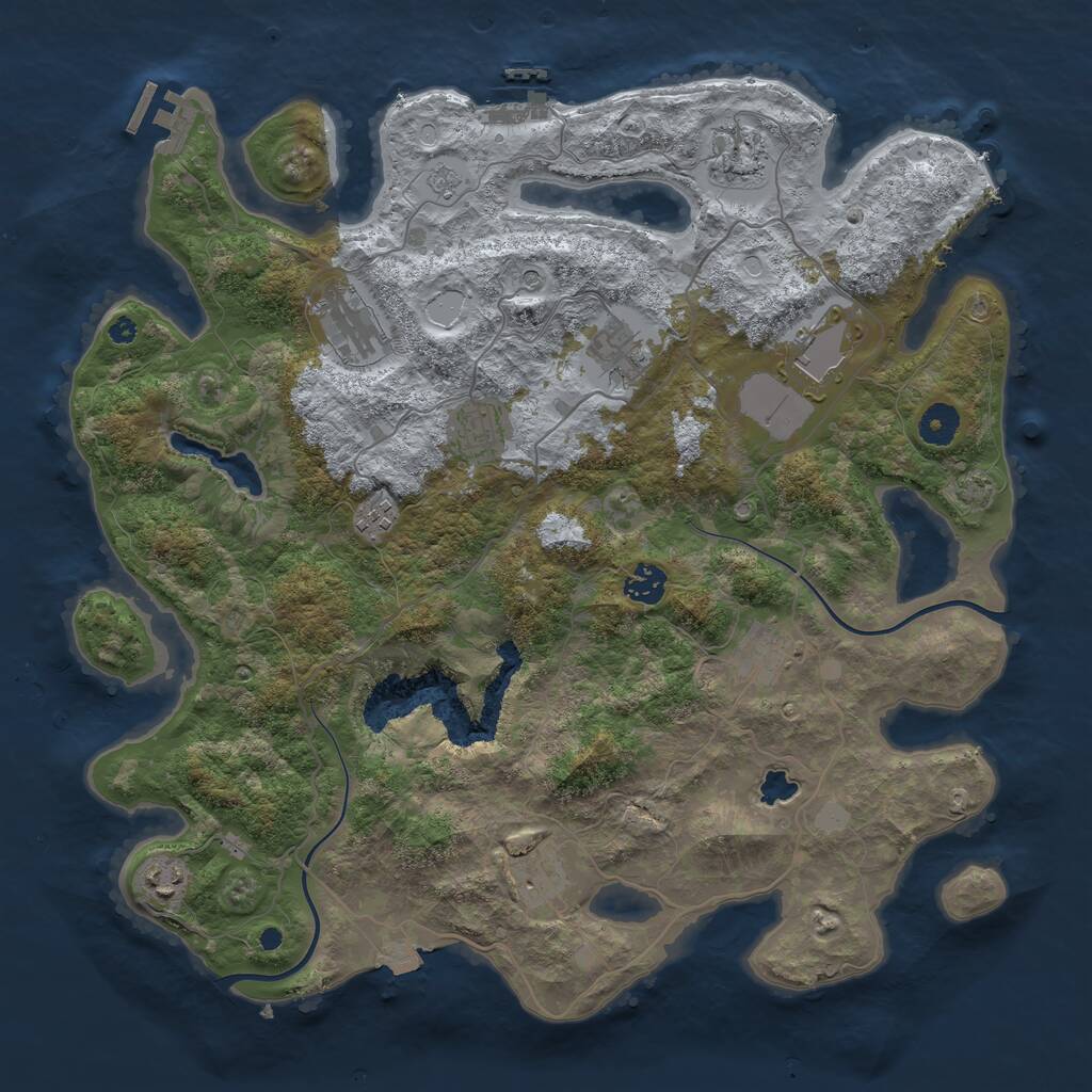 Rust Map: Procedural Map, Size: 4000, Seed: 731392, 16 Monuments
