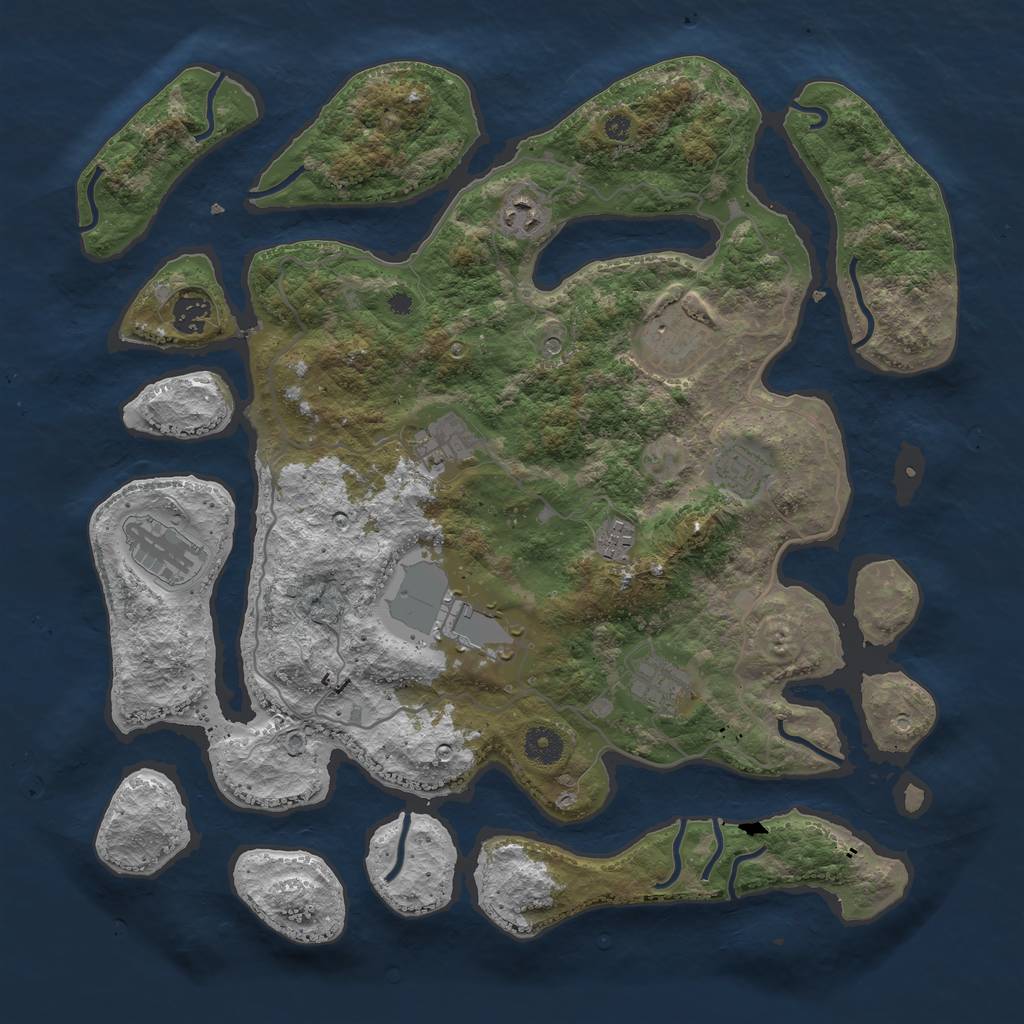 Rust Map: Procedural Map, Size: 4000, Seed: 683561, 12 Monuments