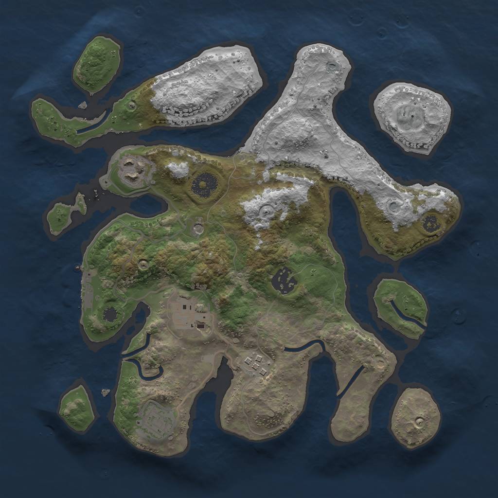 Rust Map: Procedural Map, Size: 3000, Seed: 1172150125, 9 Monuments