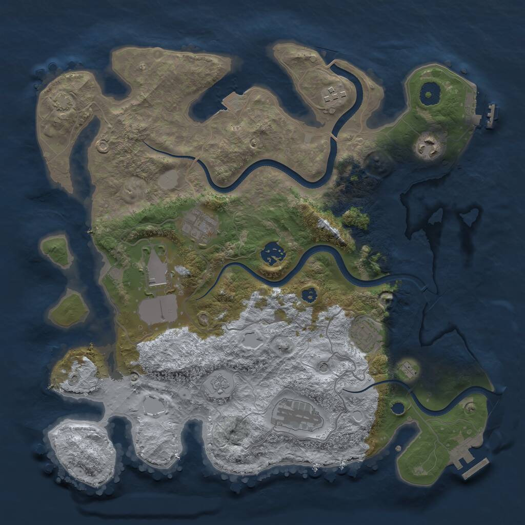 Rust Map: Procedural Map, Size: 3500, Seed: 6678, 13 Monuments