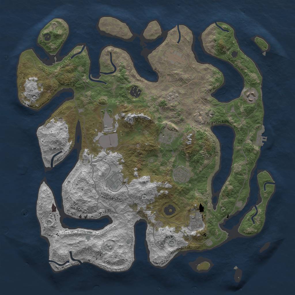 Rust Map: Procedural Map, Size: 4000, Seed: 477567, 13 Monuments