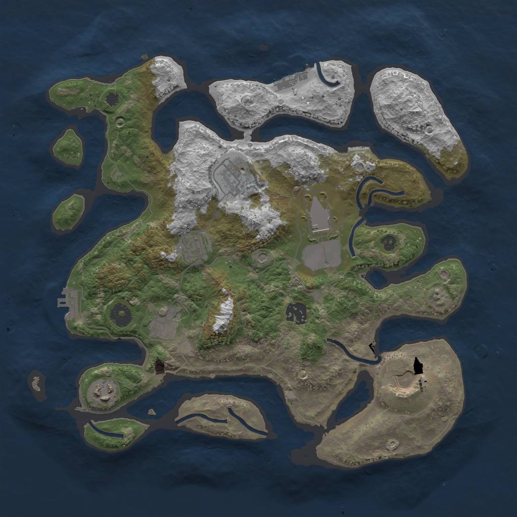 Rust Map: Procedural Map, Size: 3500, Seed: 623459, 12 Monuments