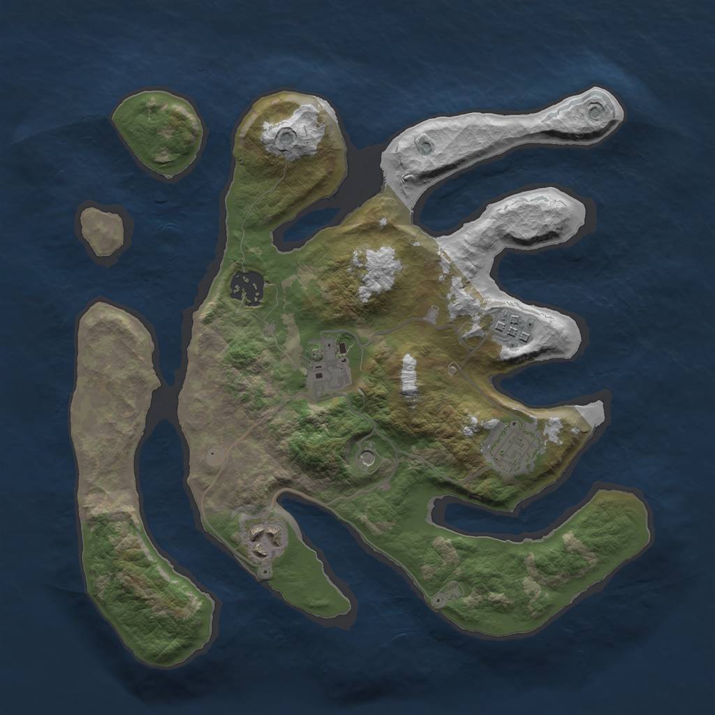 Rust Map: Barren, Size: 3000, Seed: 12415, 8 Monuments