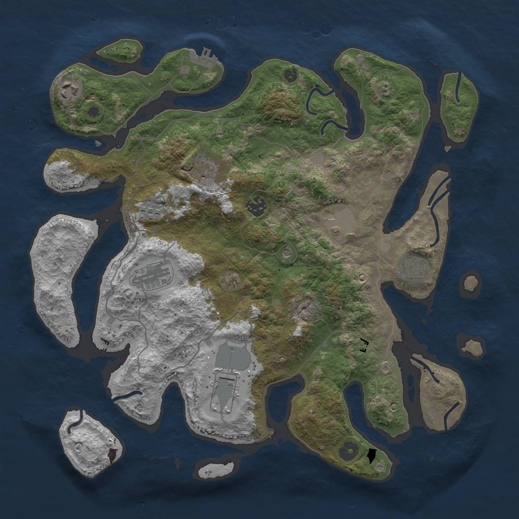 Rust Map: Procedural Map, Size: 4000, Seed: 8287, 12 Monuments