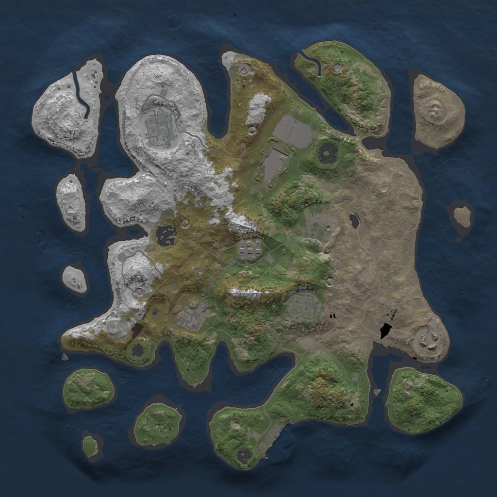 Rust Map: Procedural Map, Size: 3500, Seed: 268657, 12 Monuments