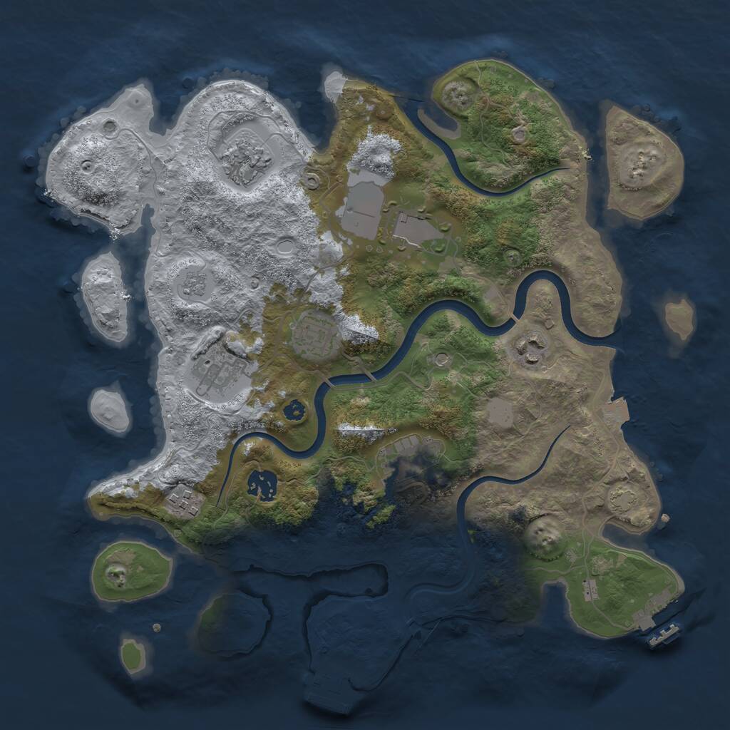 Rust Map: Procedural Map, Size: 3500, Seed: 268657, 14 Monuments