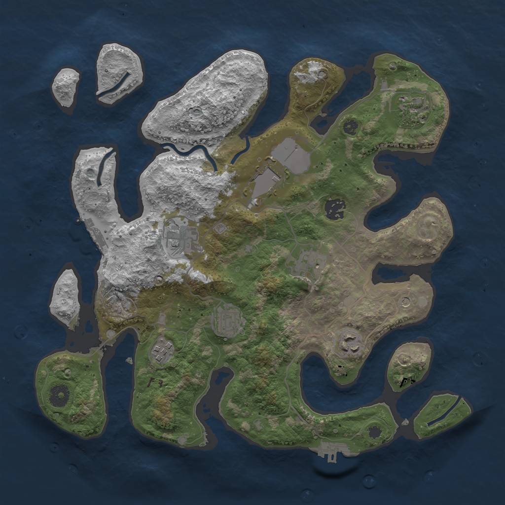 Rust Map: Procedural Map, Size: 3500, Seed: 686356, 13 Monuments