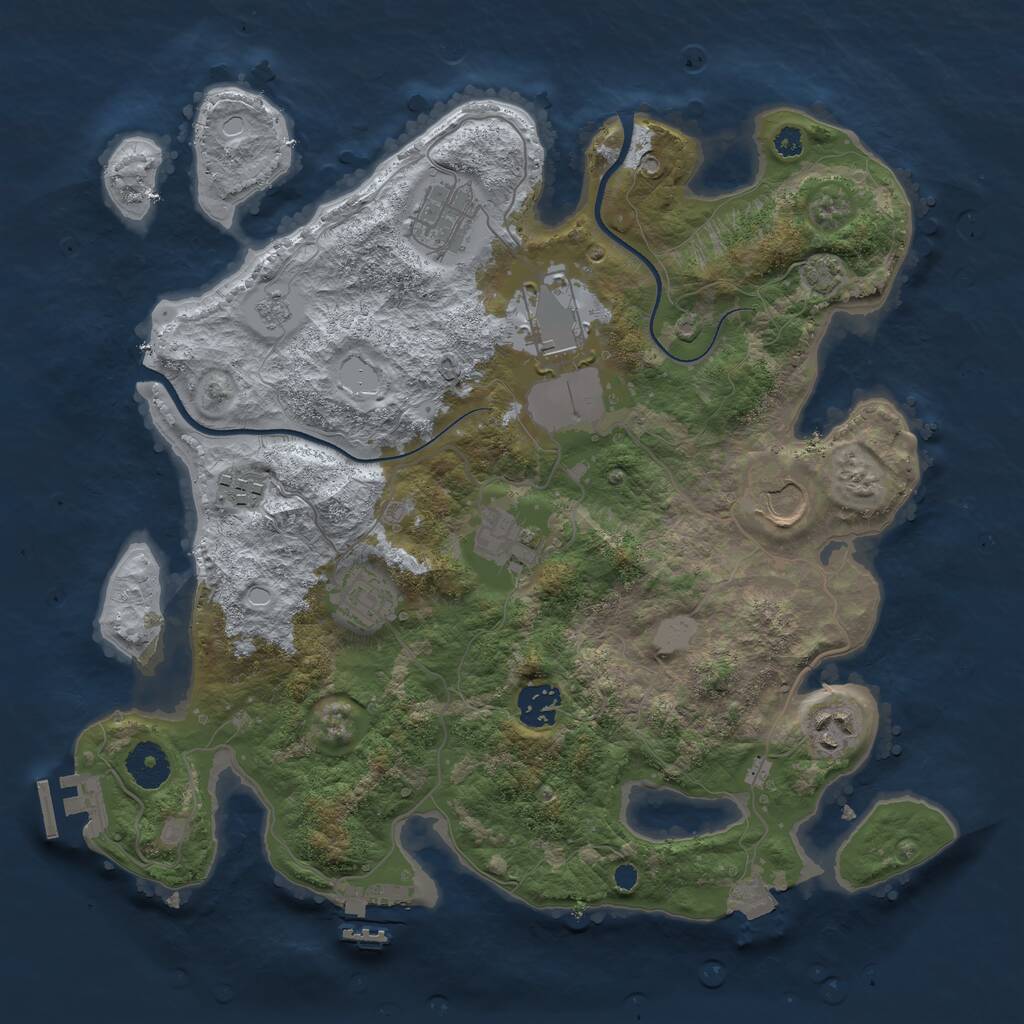 Rust Map: Procedural Map, Size: 3500, Seed: 686356, 13 Monuments
