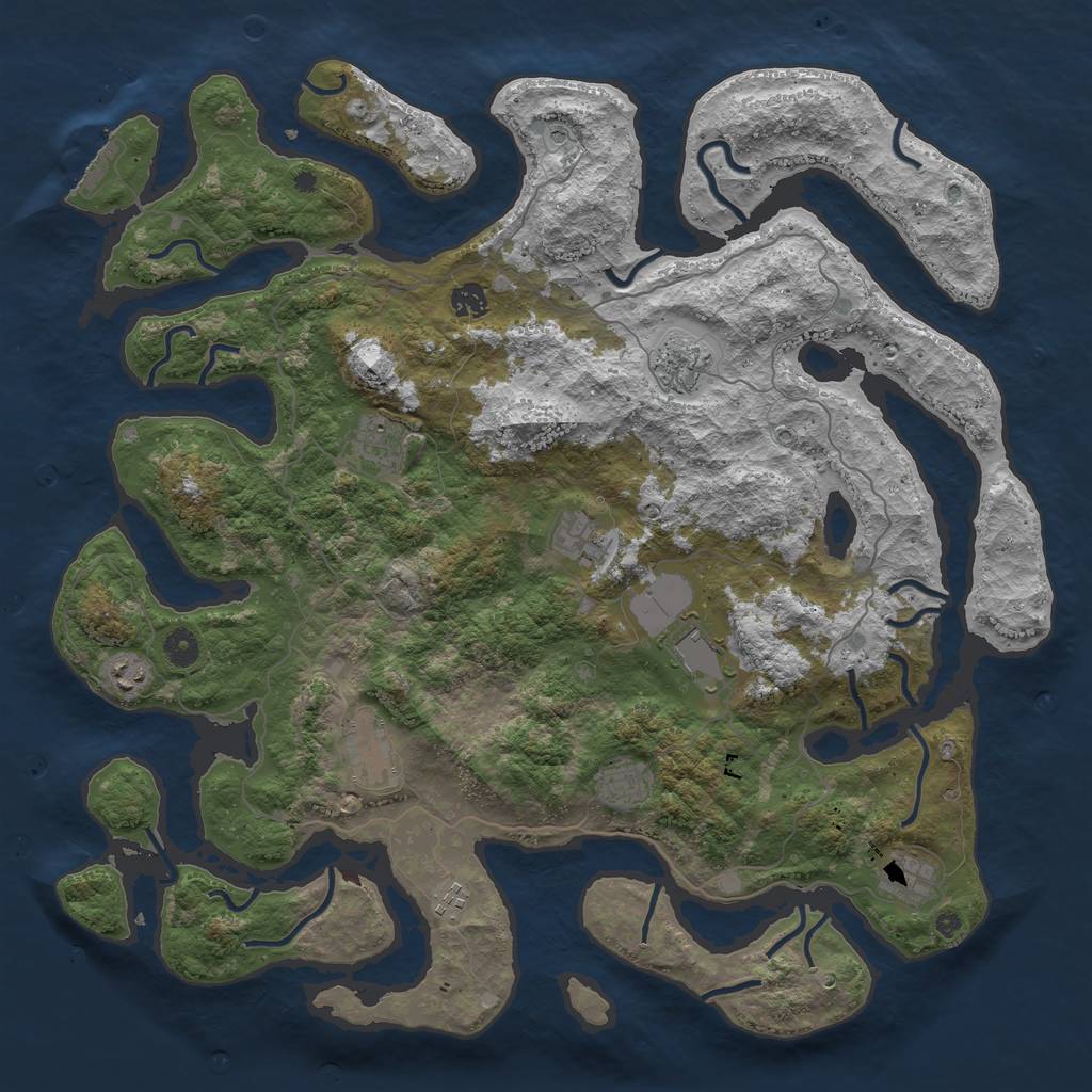 Rust Map: Procedural Map, Size: 4500, Seed: 274123, 14 Monuments