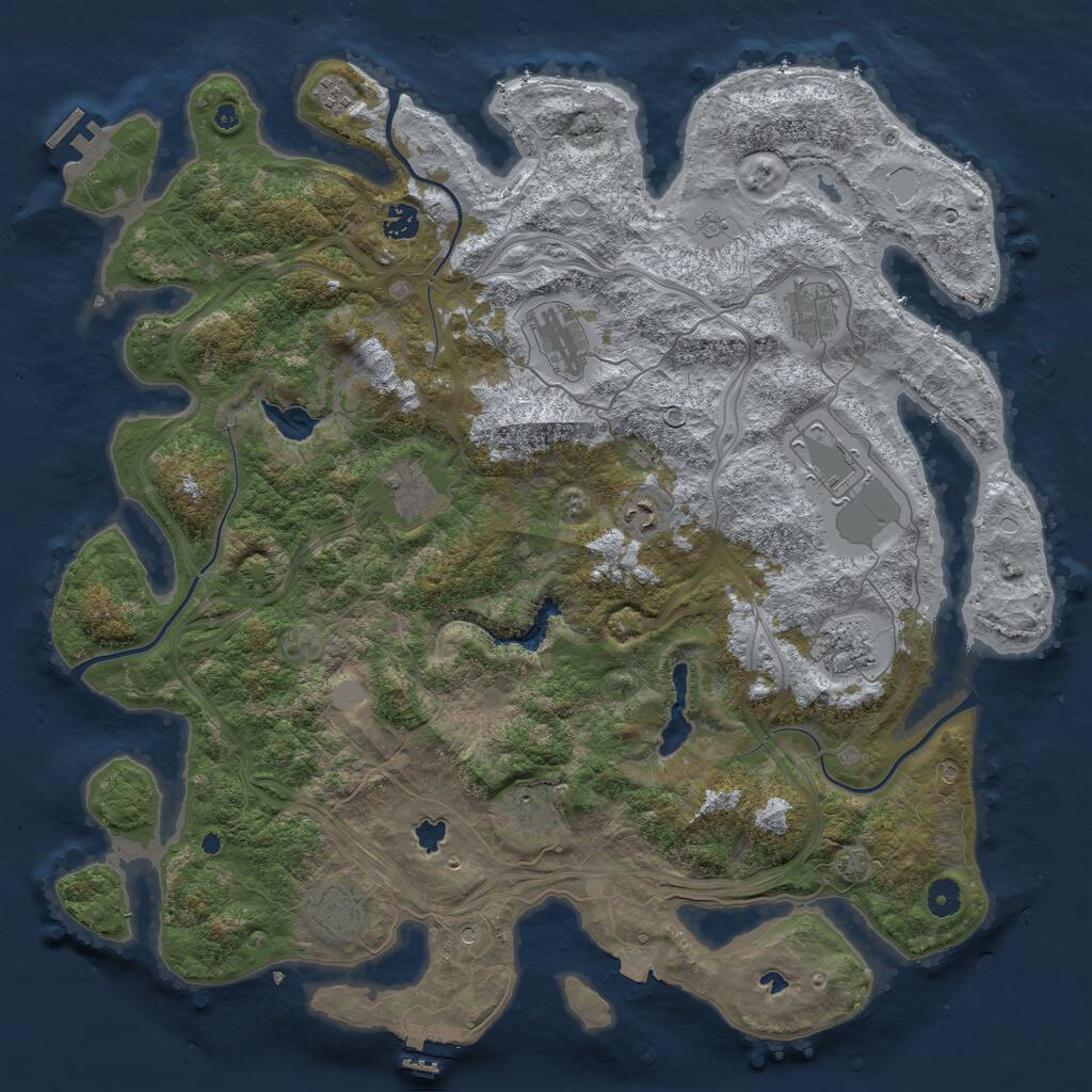 Rust Map: Procedural Map, Size: 4500, Seed: 274123, 16 Monuments