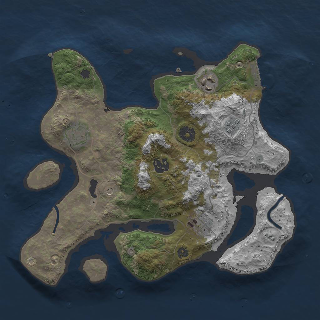 Rust Map: Procedural Map, Size: 3000, Seed: 315793, 9 Monuments