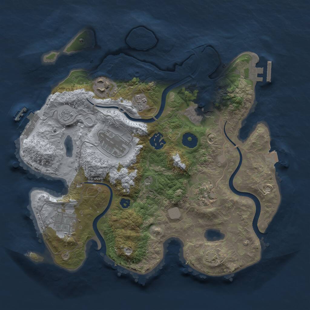 Rust Map: Procedural Map, Size: 3000, Seed: 541215, 13 Monuments