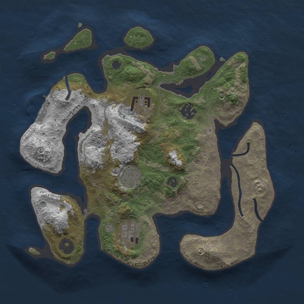 Rust Map: Procedural Map, Size: 3000, Seed: 541215, 8 Monuments