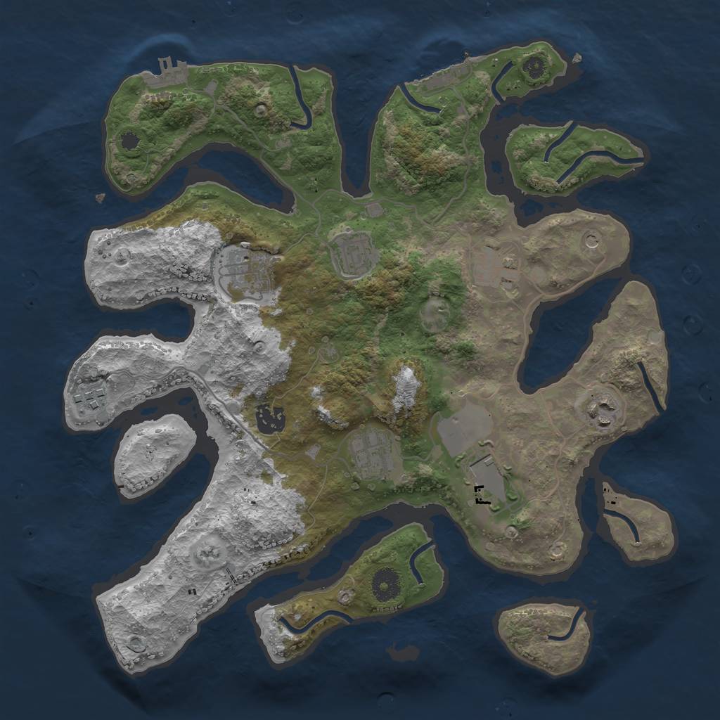 Rust Map: Procedural Map, Size: 3500, Seed: 568505, 13 Monuments