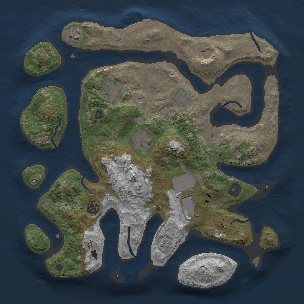 Rust Map: Procedural Map, Size: 3500, Seed: 171153, 12 Monuments