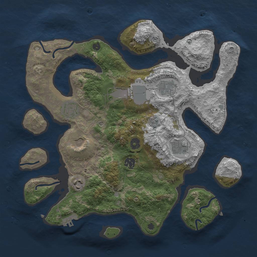 Rust Map: Procedural Map, Size: 3500, Seed: 735655, 12 Monuments