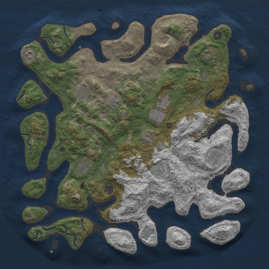 Rust Map: Procedural Map, Size: 4500, Seed: 690414, 14 Monuments