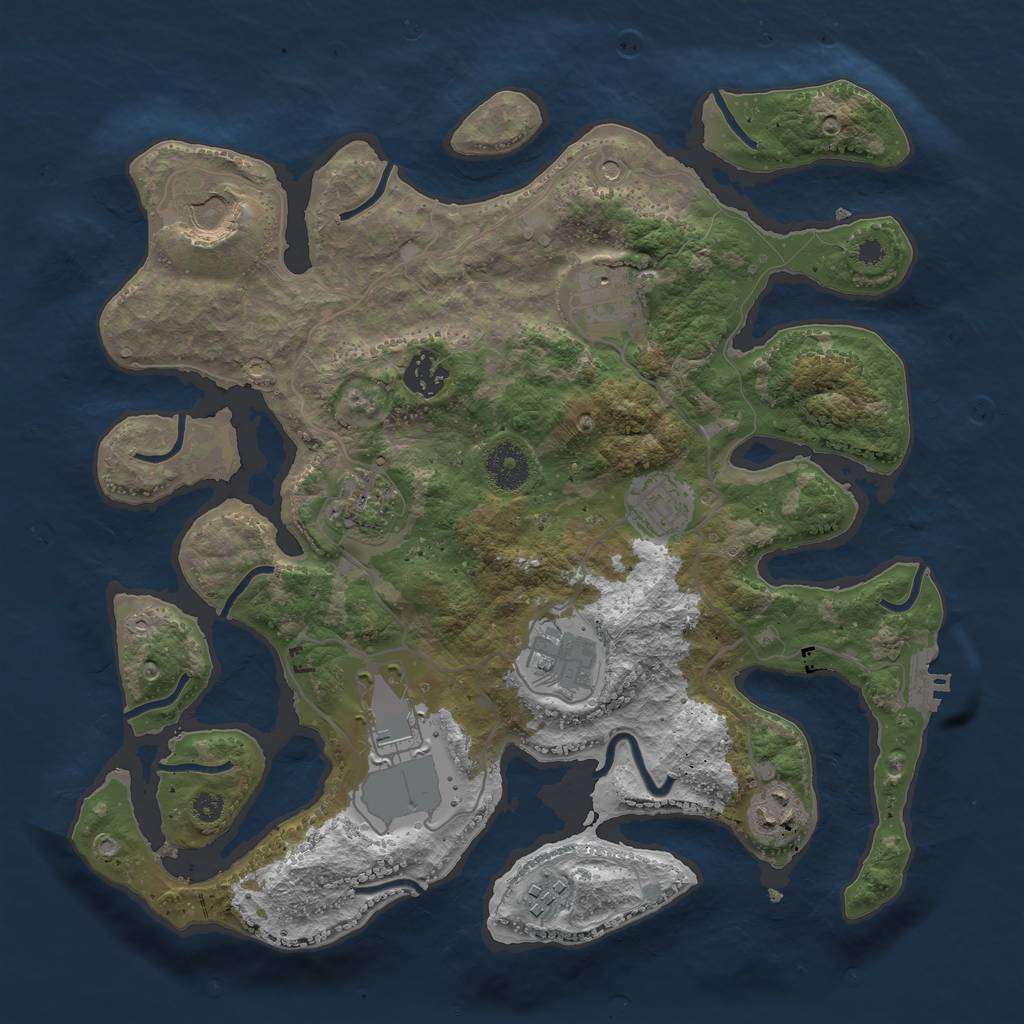 Rust Map: Procedural Map, Size: 3500, Seed: 935240, 13 Monuments