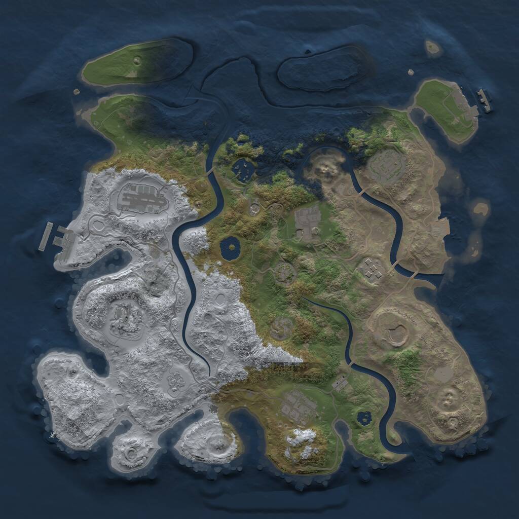 Rust Map: Procedural Map, Size: 3500, Seed: 169076, 14 Monuments