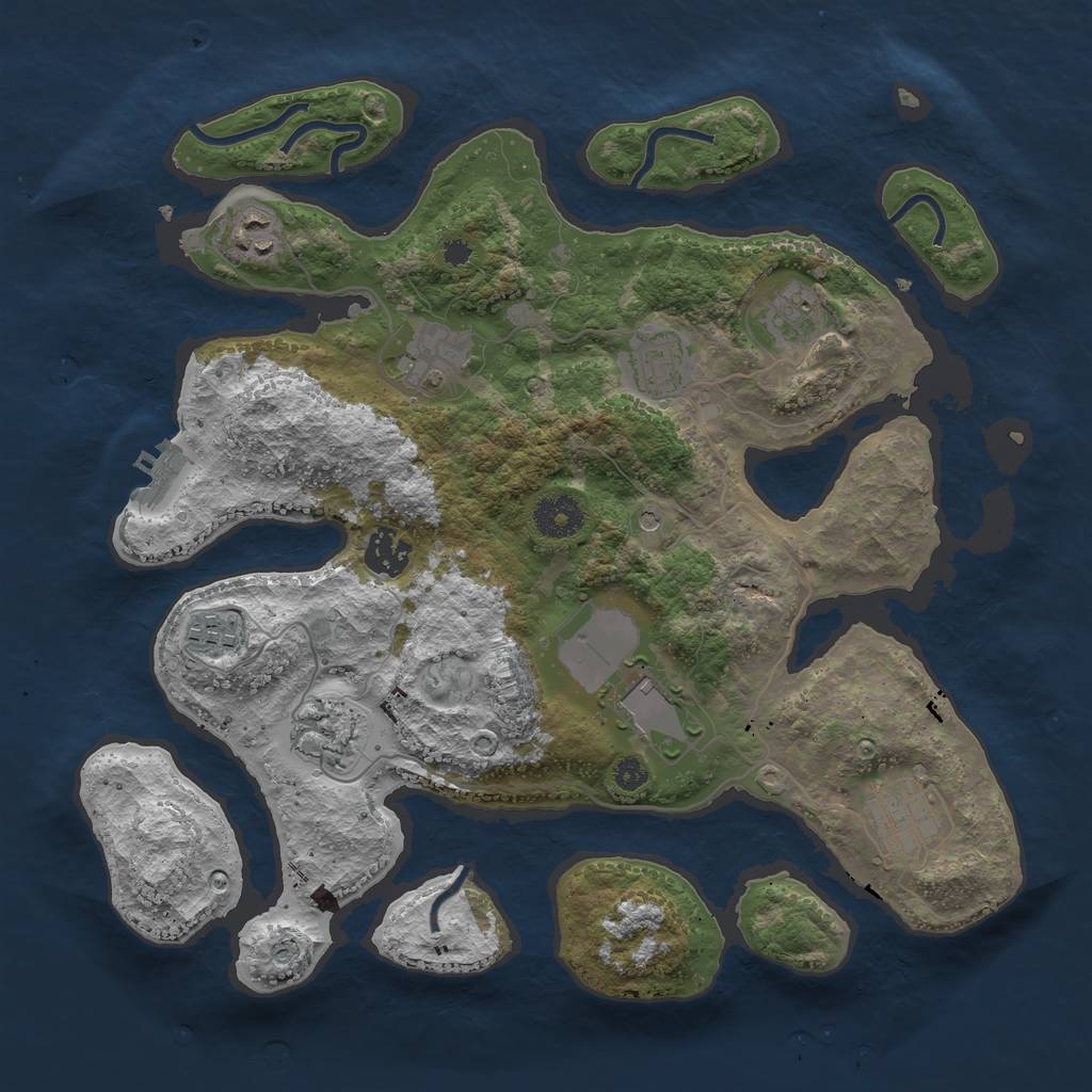 Rust Map: Procedural Map, Size: 3500, Seed: 169076, 13 Monuments