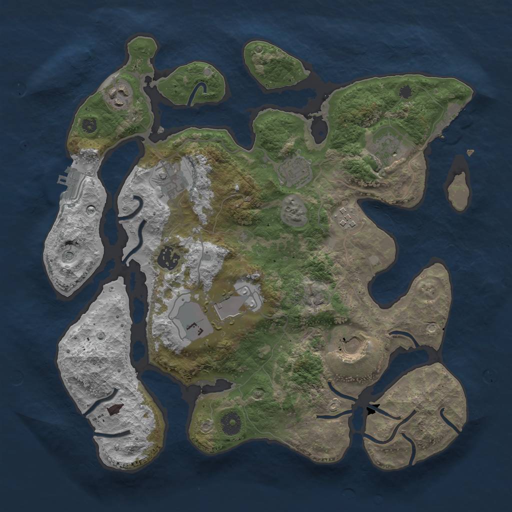 Rust Map: Procedural Map, Size: 3500, Seed: 375961, 13 Monuments