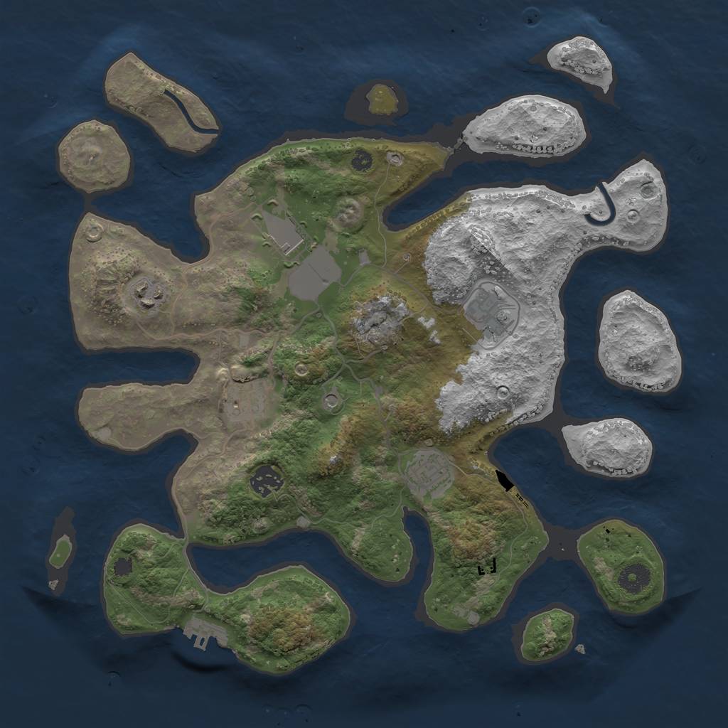 Rust Map: Procedural Map, Size: 3600, Seed: 642871, 10 Monuments