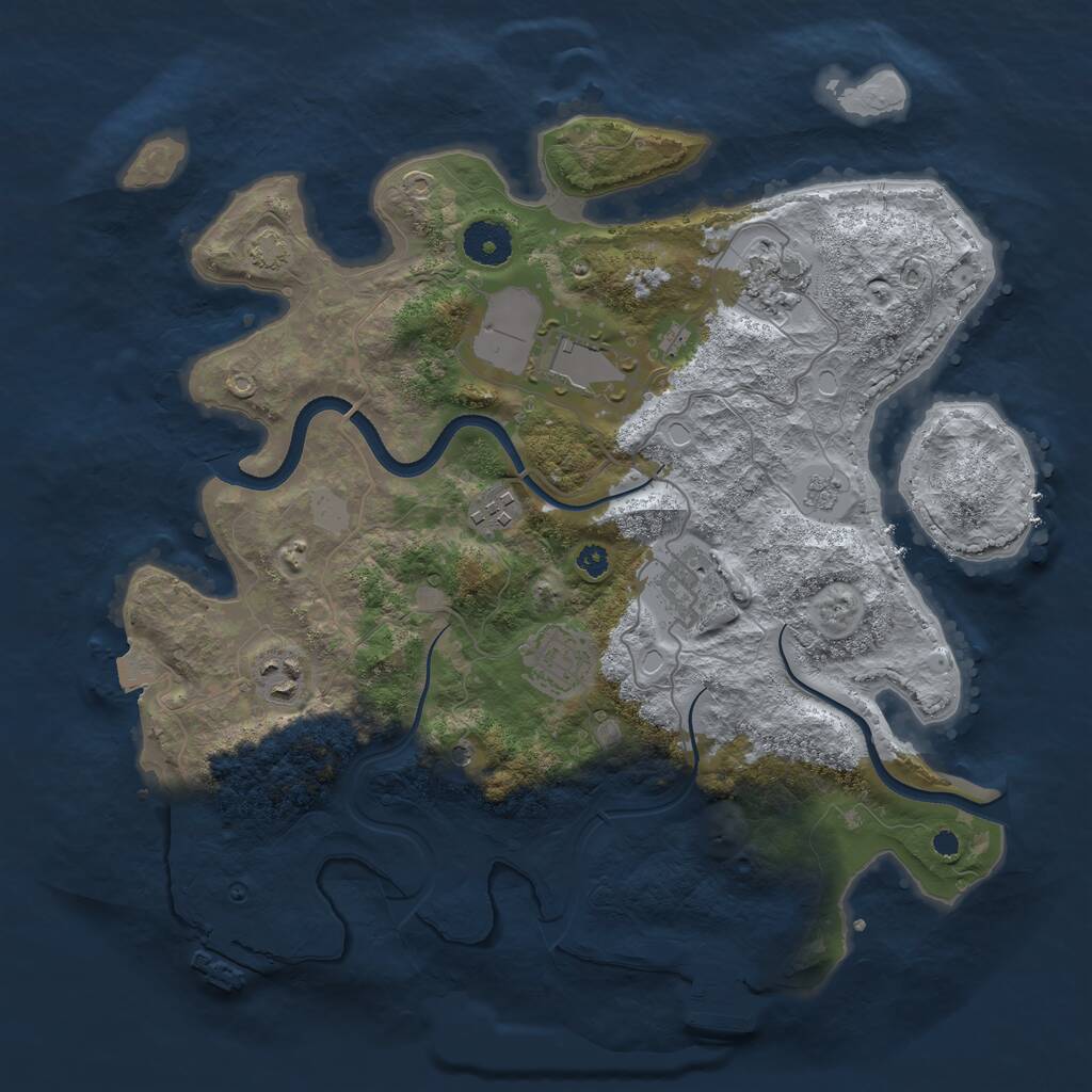 Rust Map: Procedural Map, Size: 3500, Seed: 939983, 12 Monuments