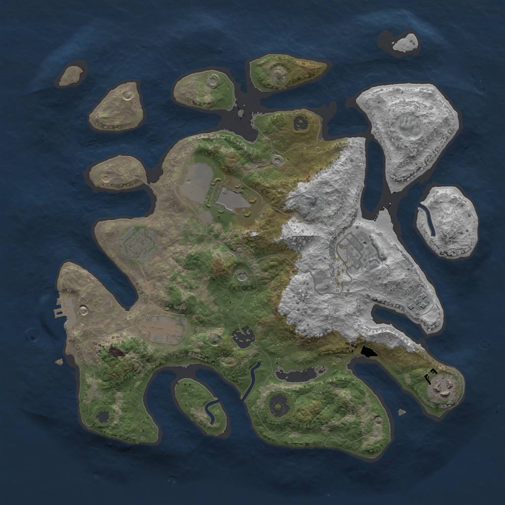 Rust Map: Procedural Map, Size: 3500, Seed: 939983, 11 Monuments